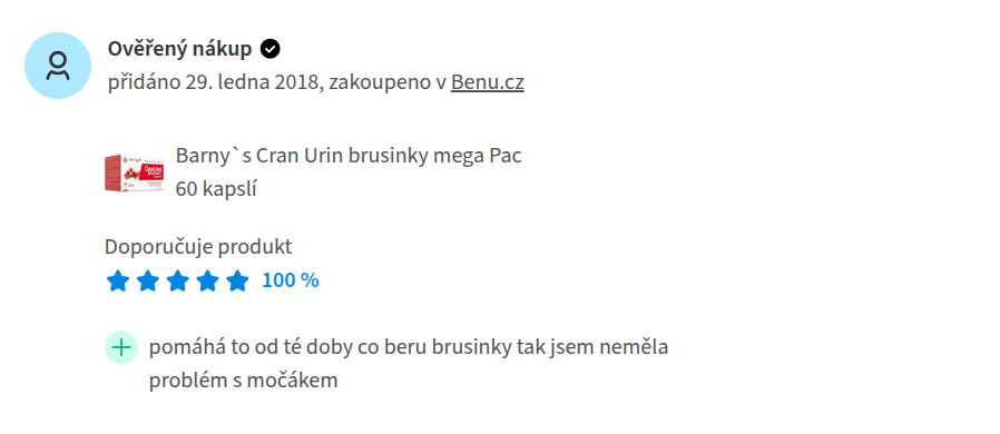 Barnys Cran-Urin megaPAC brusinky zkušenosti